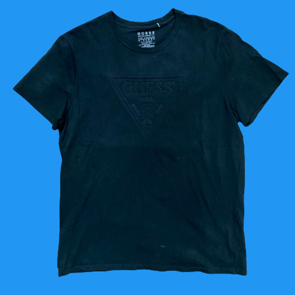 Guess Los Angeles Triangle Logo Triple Black Embroidered T-Shirt Men's XL - Picture 1 of 8